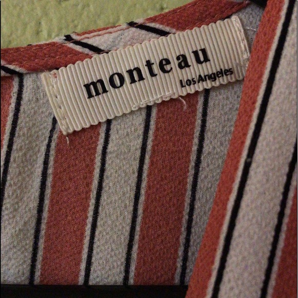 Pink, white and black striped Monteau dress - Picture 3 of 4